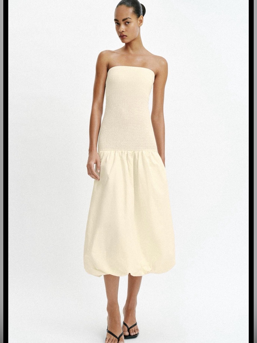 Zara Strapless Cream Midi Dress